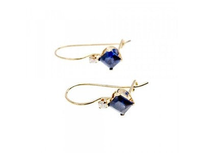 10K Yellow Gold Sapphires & Diamonds Earrings