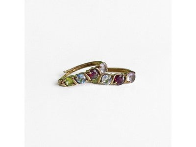 925 Sterling Silver Gold Plated Multi Gemstones Earrings