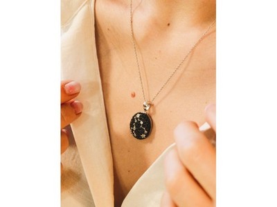 925 Sterling Silver Black & White Spinel Chain With Pendant