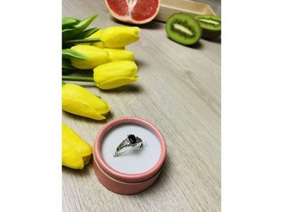 925 Sterling Silver Black Spinel Ring Size 7