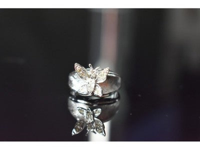925 Sterling Silver CZ "Butterfly" Ring Size 9