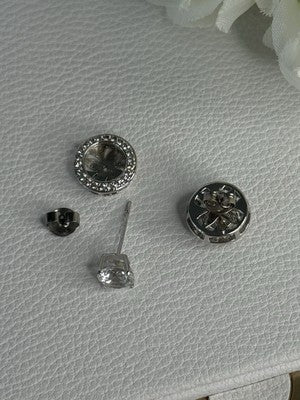 925 Sterling Silver CZ Stud Earrings Length 0.50 Inch
