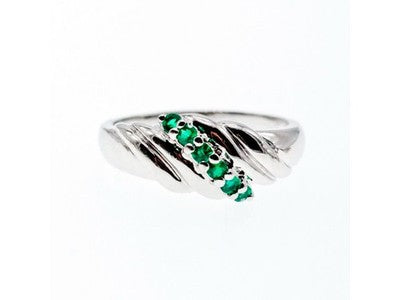 925 Sterling Silver Green CZ Ring Size 10.5