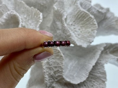 925 Sterling Silver Cherry Pearls Ring Size 7