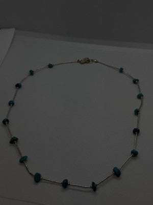 Beautiful Vintage 925 Sterling Silver Blue Turquoise Necklace