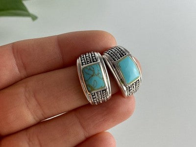 Vintage 925 Sterling Silver Turquoise Earrings