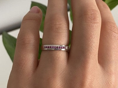 925 Sterling Silver Pink Spinel Ring Size 6