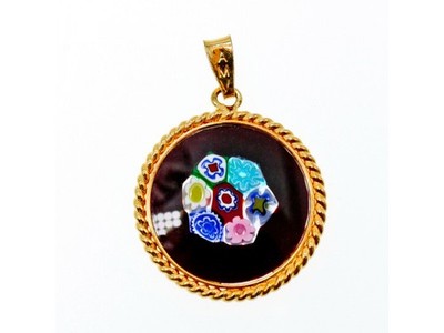 925 Sterling Silver Gold Plated Enamel Pendant