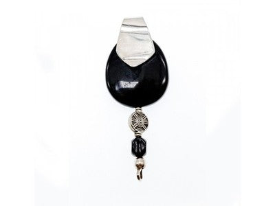 Vintage 925 Sterling Silver Black Onyx Pendant