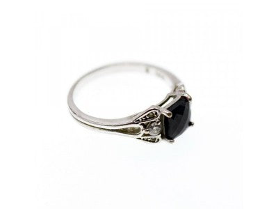 925 Sterling Silver Black Spinel & Beryl Ring Size 9.5