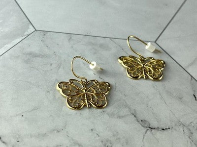 925 Sterling Silver Gold Plated "Butterflies" Earrings