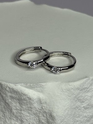 925 Sterling Silver Minimalist CZ Earrings Length 0.5 Inch