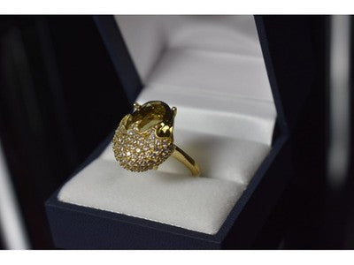 925 Sterling Silver Gold Plated Alpanite & CZ Ring Size 9 Turkey