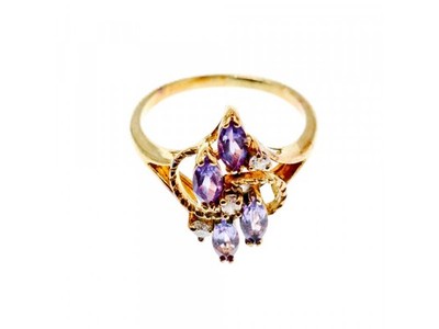 925 Sterling Silver Gold Plated Tourmaline & Beryl Ring Size 9