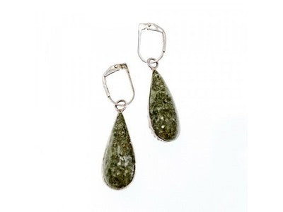 925 Sterling Silver Green Jasper Earrings