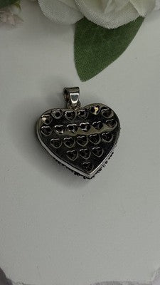 925 Sterling Silver Black Spinel Heart Pendant