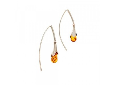925 Sterling Silver Amber Earrings