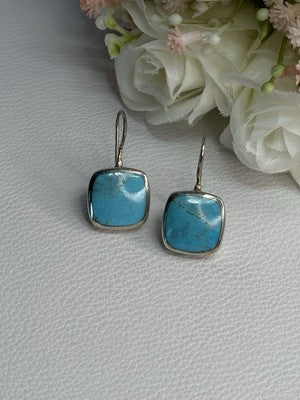 925 Sterling Silver Larimar Earrings Length 1.13 Inch