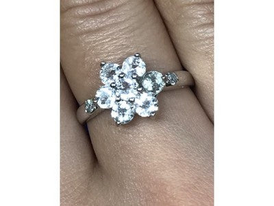 925 Sterling Silver CZ "Flower" Ring Size 8