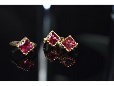 925 Sterling Silver with Gilding Alpanite Set (Ring Size 7)