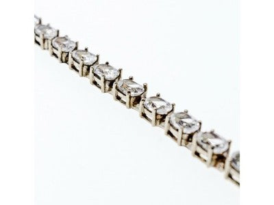 925 Sterling Silver White/Colorless Spinel Bracelet Size 6.7 IN