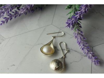 925 Sterling Silver Pearls Earrings Italy