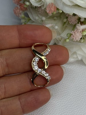 925 Sterling Silver Gold Plated CZ Pendant Length 1.20 Inch
