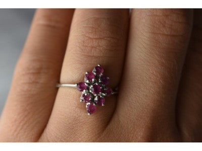 925 Sterling Silver Pink Topaz "Flower" Ring Size 6
