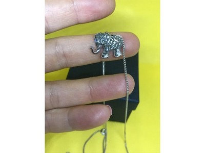 925 Sterling Silver CZ Elephant Chain With Pendant