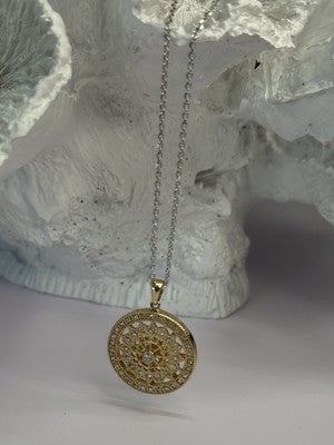 14K YELLOW WHITE GOLD DIAMOND 0.7 CARAT NECKLACE LENGTH 18 INCH