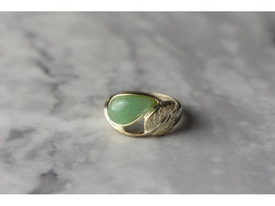 925 Sterling Silver Green Nephrite (Jade) Ring Size 6.5