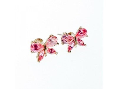 925 Sterling Silver Pink CZ "Butterfly" Stud Earrings Italy