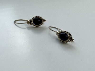 Vintage 925 Sterling Silver Agate Earrings