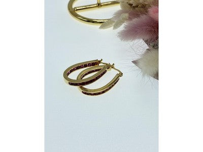 925 Sterling Silver Gold Plated Pink Spinel Earrings