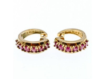 925 Sterling Silver Gold Plated Rubies Earrings