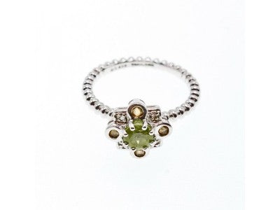 925 Sterling Silver Peridot, Citrine & White Sapphire Ring Size 7