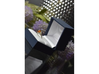 925 Sterling Silver Amber Ring Size 6.5