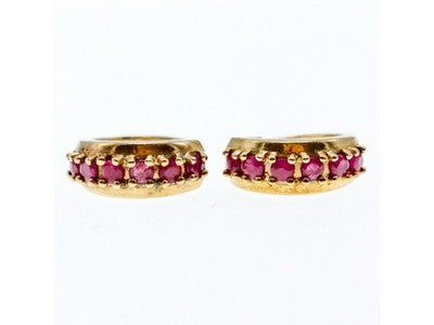 925 Sterling Silver Gold Plated Rubies Earrings