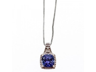925 Sterling Silver Sapphire & Diamond Chain With Pendant