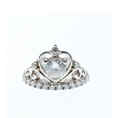 925 Sterling Silver CZ "Heart Of The Queen" Ring Size 7