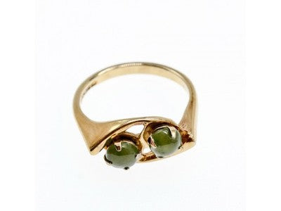 925 Sterling Silver Gold Plated Nephrite Ring Size 7