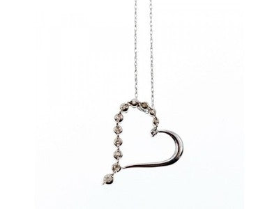 10K White Gold Diamonds Heart Chain With Pendant
