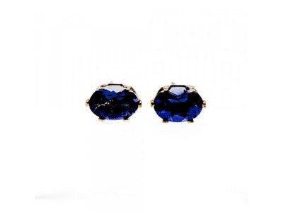 925 Sterling Silver Purple Iolite Stud Earrings
