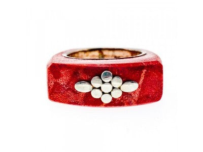 925 Sterling Silver Coral Exclusive Ring Size 10