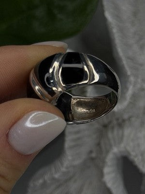 Elegant 925 Sterling Silver Black Onyx Ring Size 8.5