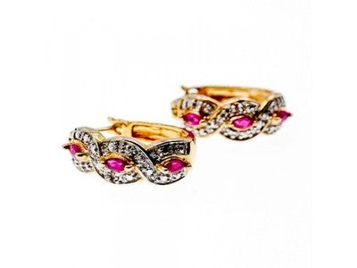 925 Sterling Silver Gold Plated Pink Topaz Earrings