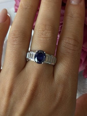 925 Sterling Silver Tourmaline & Beryl Ring Size 8
