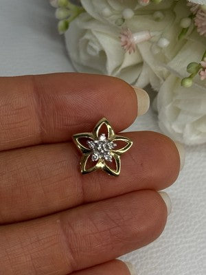 10K Yellow Gold Diamond Star Pendant Length 0.50 Inch