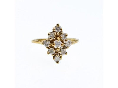 10K Yellow Gold White Sapphire Ring Size 5.5