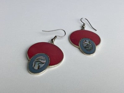 925 Sterling Silver Haliotis & Enamel Earrings